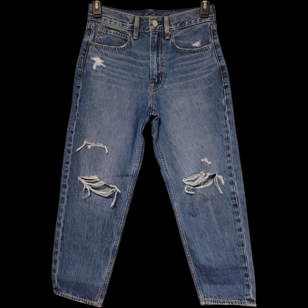 Gap Barrel Leg High Rise Jeans Size 2 Short 29W / 24" Inseam Distressed Cotton